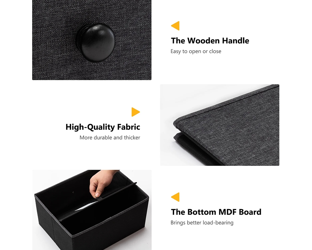 Black tall chest of drawers with eight dark fabric-effect drawer fronts