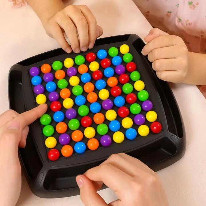 Black screen-free strategy board game tray with colourful playing pieces