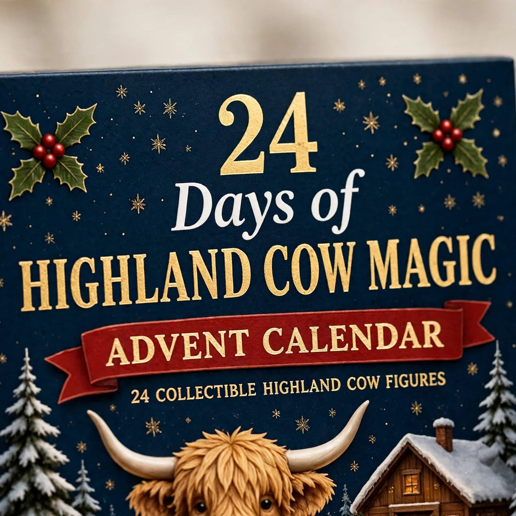 Tarnview - Highland Cow Advent Calendar With Figures Count Down To Christmas One Day At A Time
