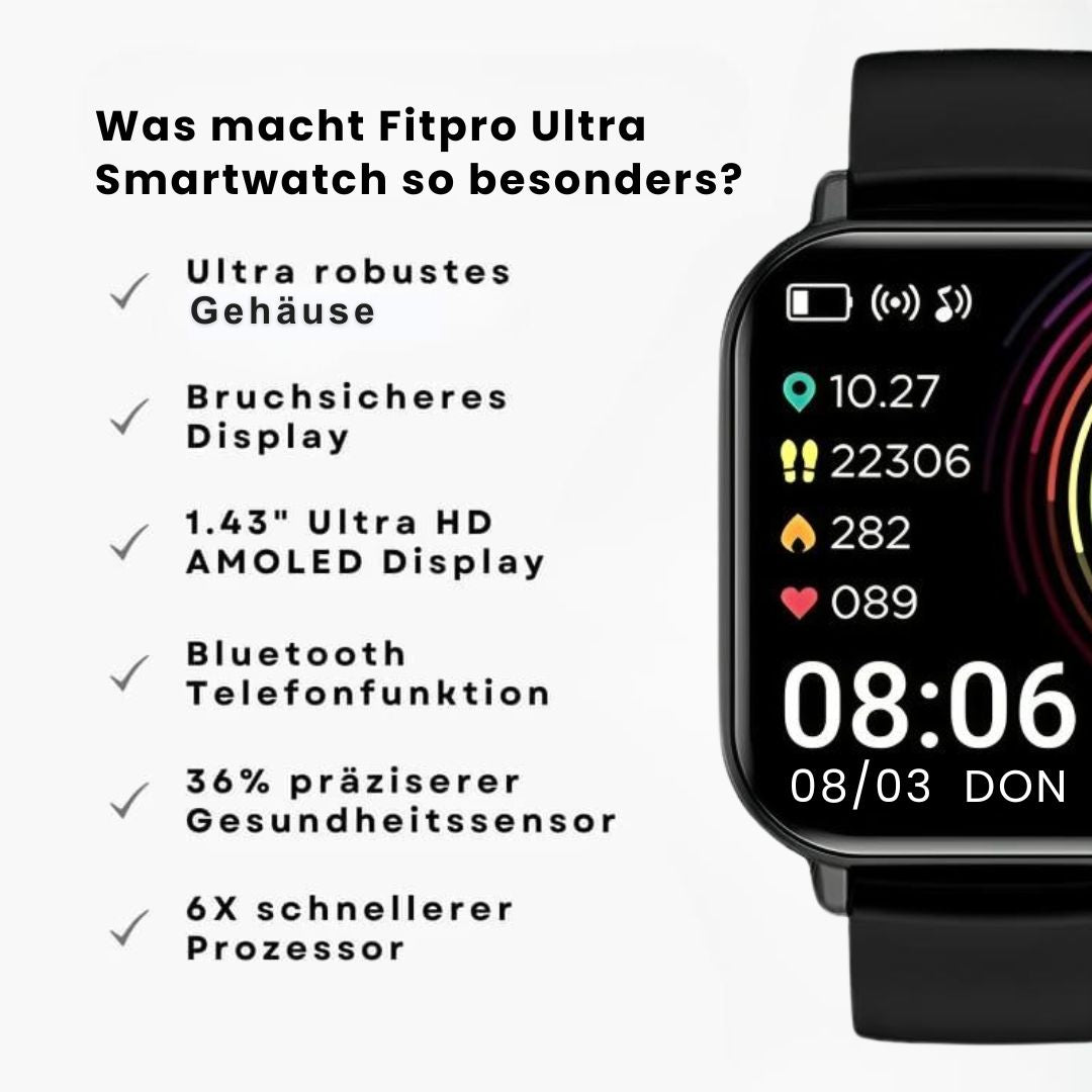 Smartwatch with rectangular digital display and wrist strap