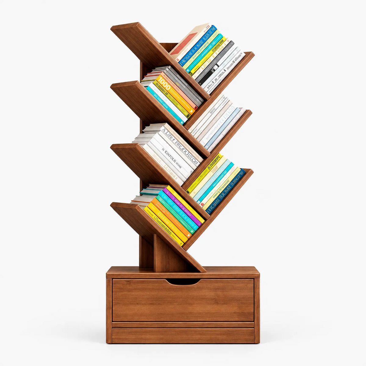 Tibris - Angled Tree Branch Bookcase Bookshelf Keeping Paperbacks And Magazines Neatly Upright