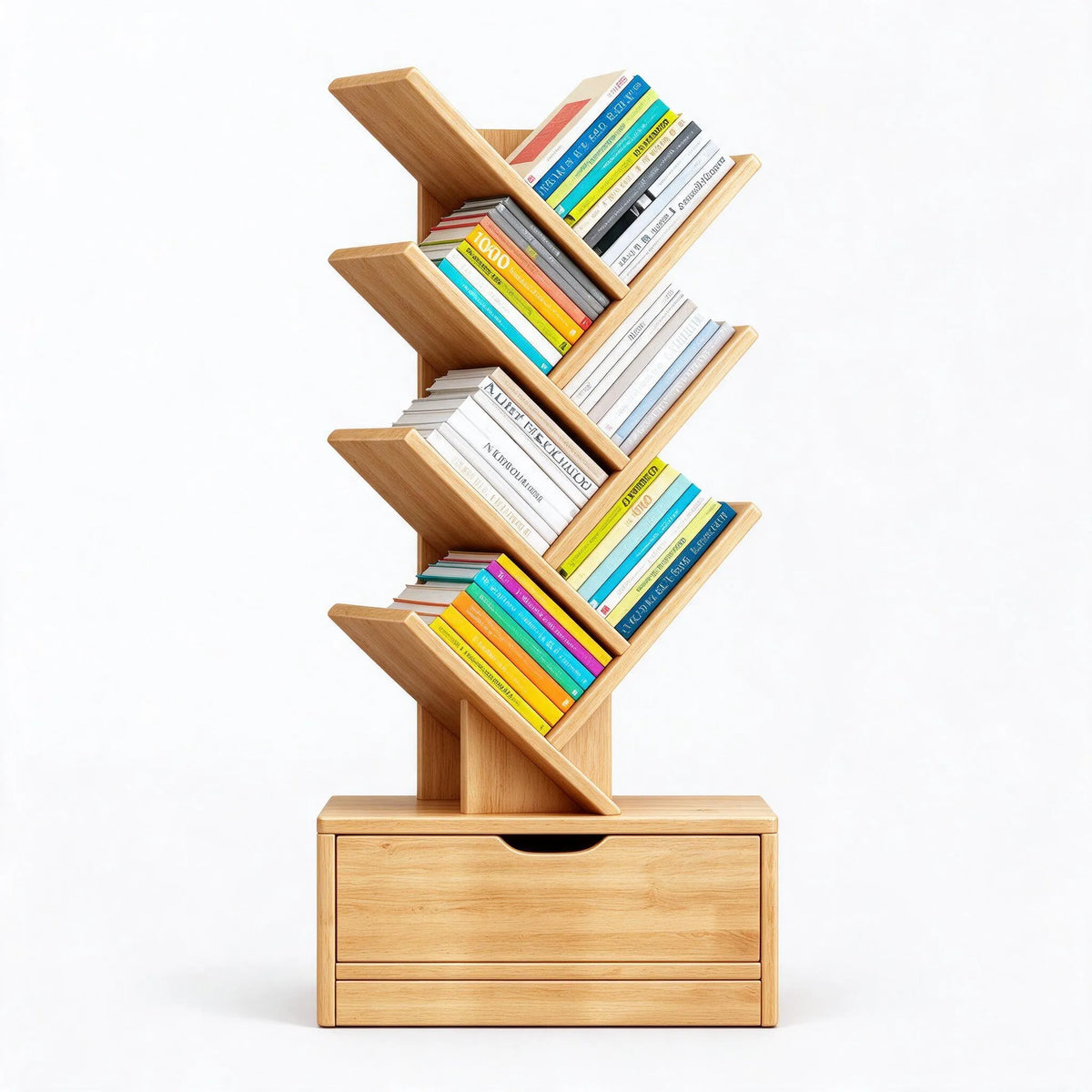 Tibris - Angled Tree Branch Bookcase Bookshelf Keeping Paperbacks And Magazines Neatly Upright