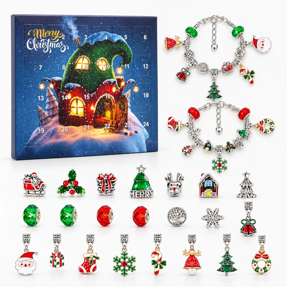 Tinselwick - Christmas Advent Calendar With Charm Bracelet Counting Down To Christmas One Day At A Time