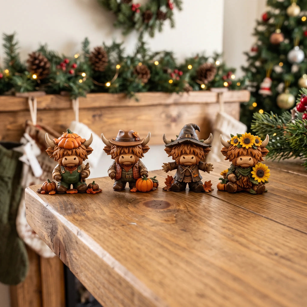 24-day harvest-themed calendar with collectible Highland cattle figures