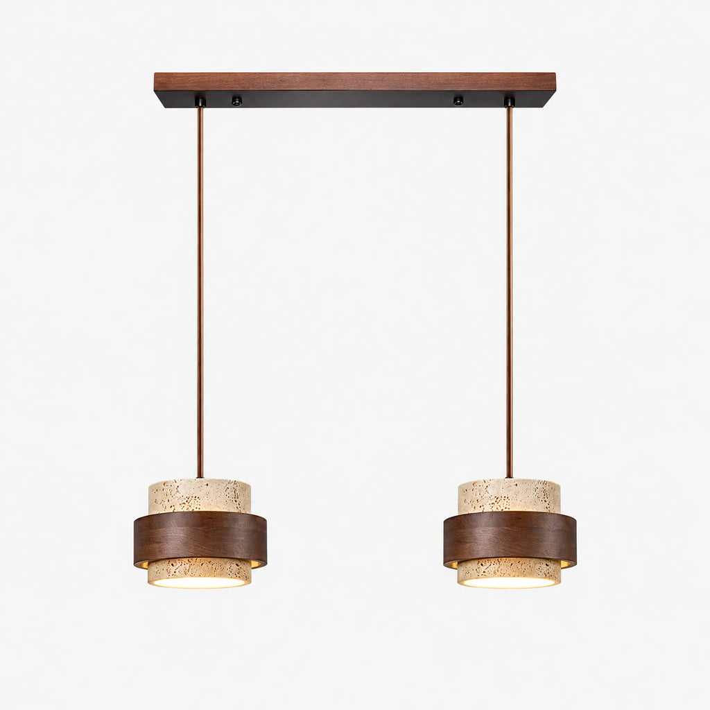 Traverta - Stone Cylinder Pendant Light Illuminating Living Spaces