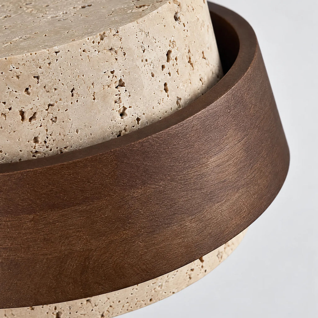 Traverta - Stone Cylinder Pendant Light Illuminating Living Spaces