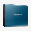 Portable external SSD with USB-C port and rounded aluminium-style casing