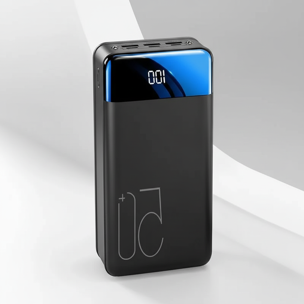 Portable multi-port power bank with digital percentage display