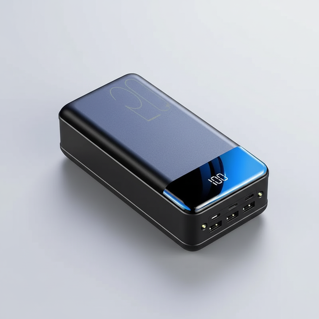 Portable multi-port power bank with digital percentage display