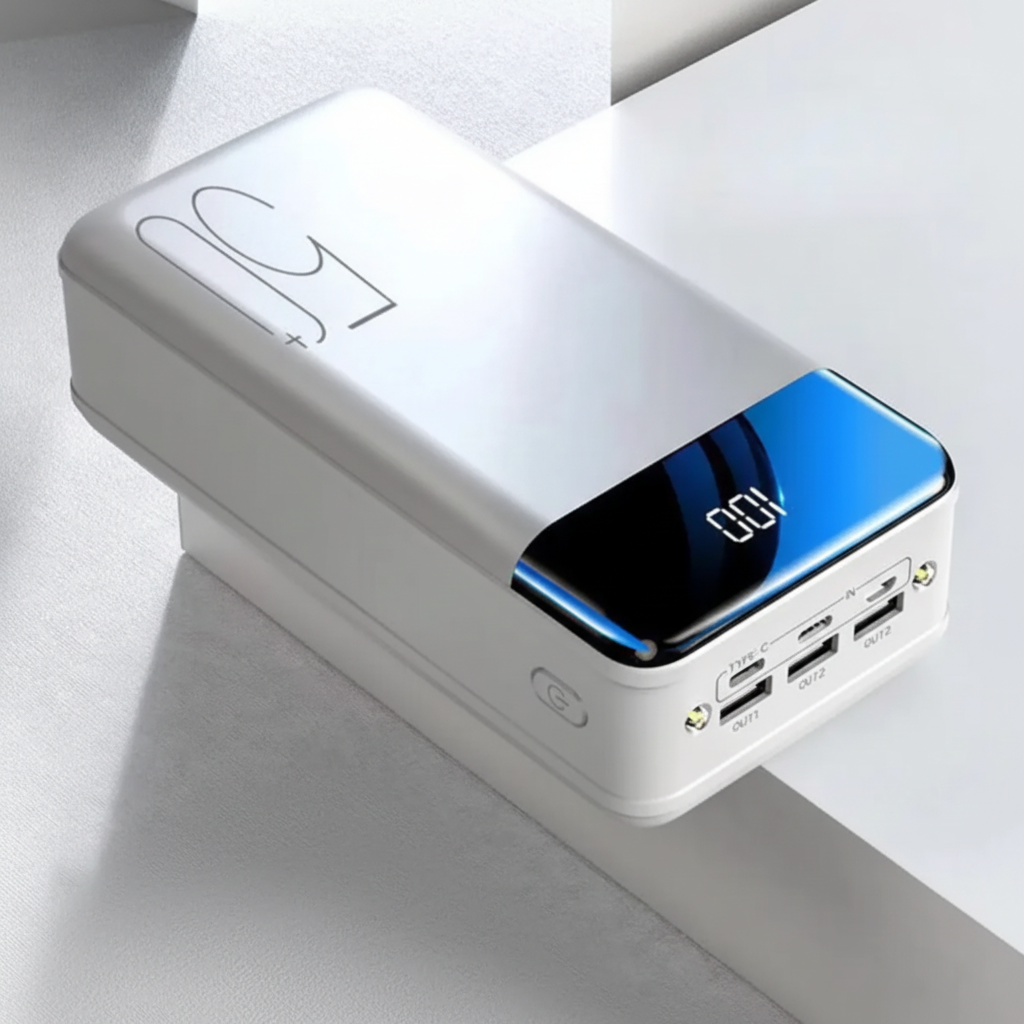 Portable multi-port power bank with digital percentage display