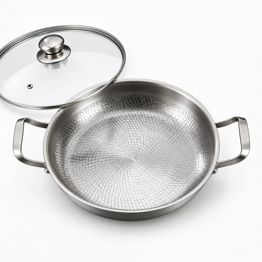 Vandora - Hammered Round Pan With Two Handles Searing Ingredients Over High Hob Heat
