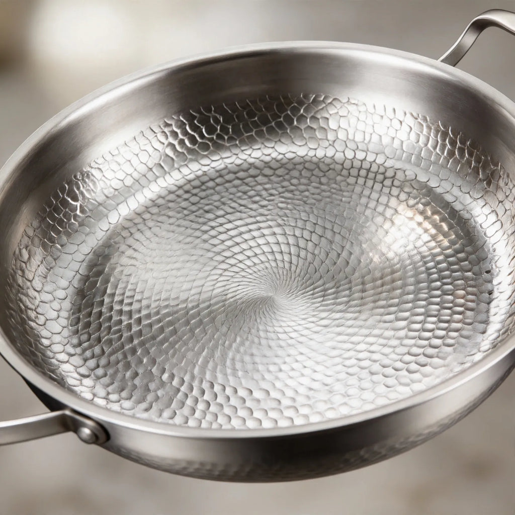 Vandora - Hammered Round Pan With Two Handles Searing Ingredients Over High Hob Heat