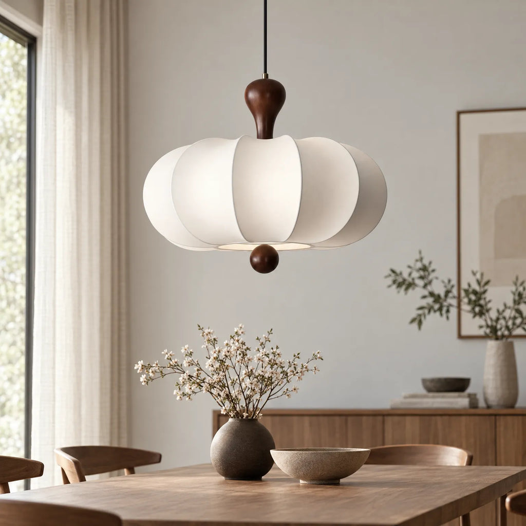 Vela - Sculptural Fabric Pendant Light Illuminating Living Spaces