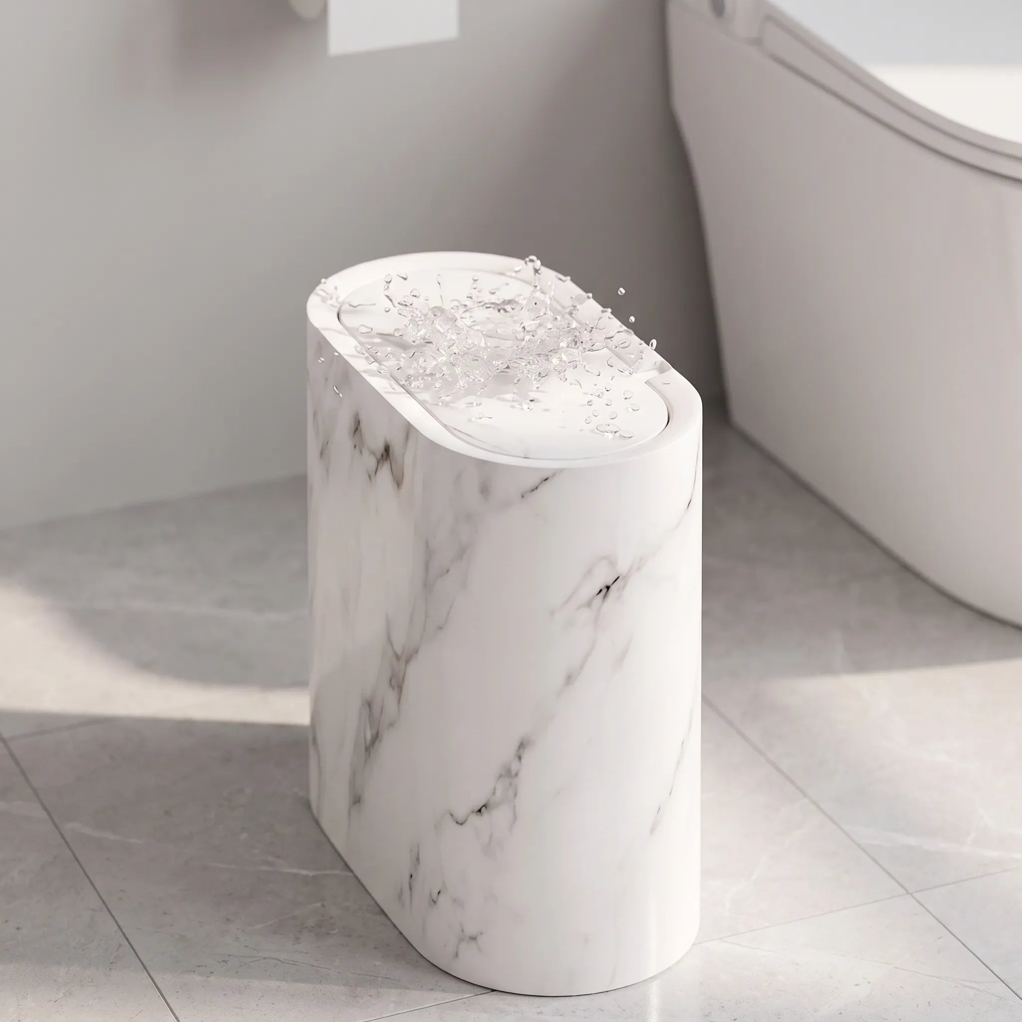Vestonis - Slimline Oval Waste Bin Bathroom Organisation
