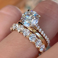 Gold-tone stacked ring set with clear faceted stone detailing
