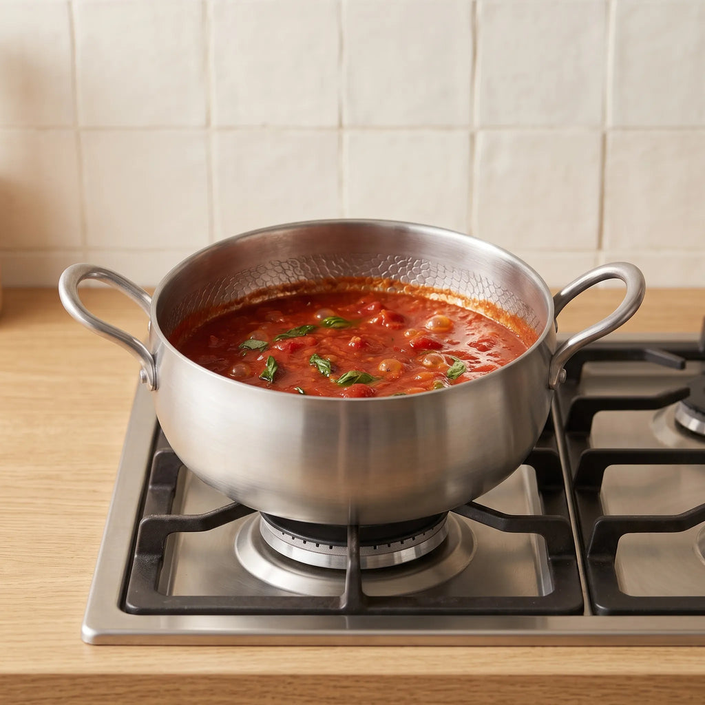 Vondura - Deep Round Hammered Cooking Pot Simmering Hearty Soups And Slow-Cooked Stews