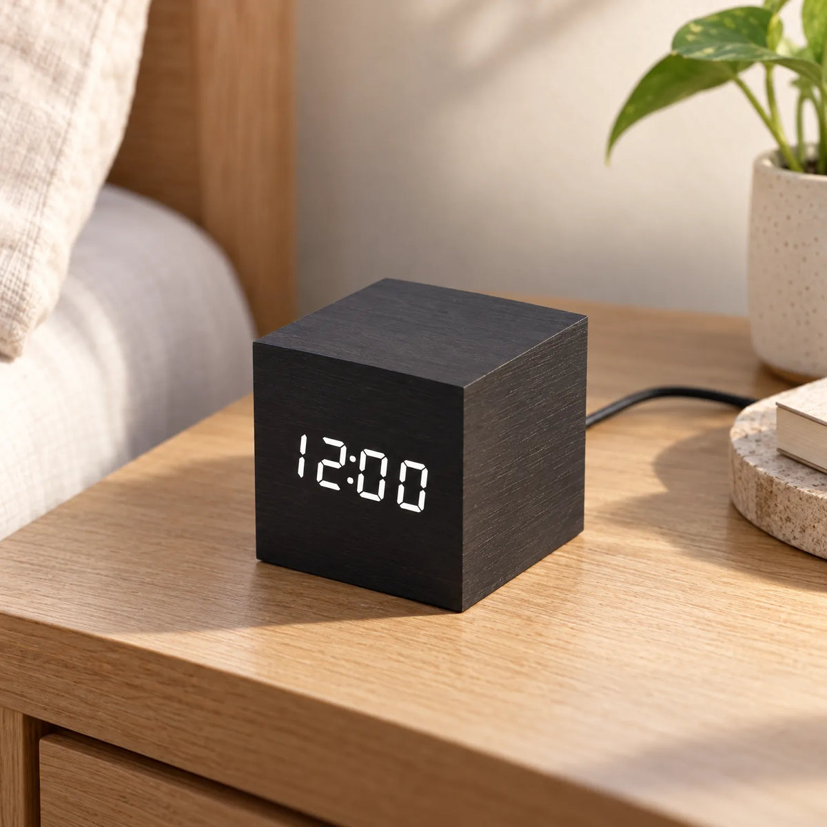 Voxcube - Minimalist Cube Led Alarm Clock Checking The Time