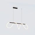 Linear LED rope chandelier with looped light element and suspended ceiling bar