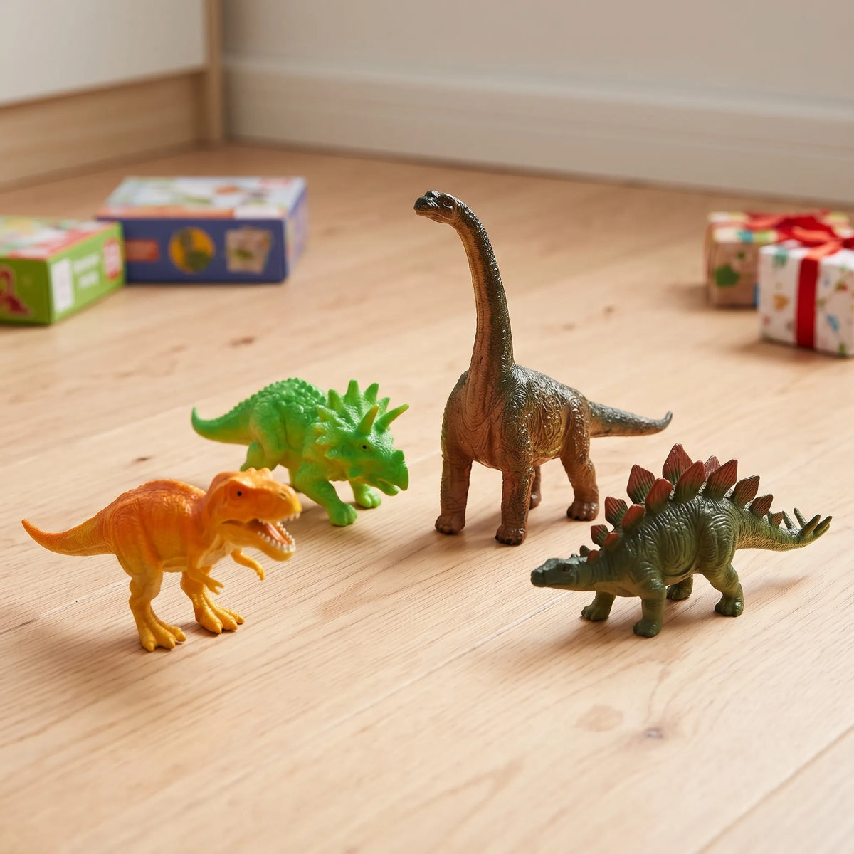 Dinosaur advent calendar with 24 numbered doors and colourful dinosaur figures