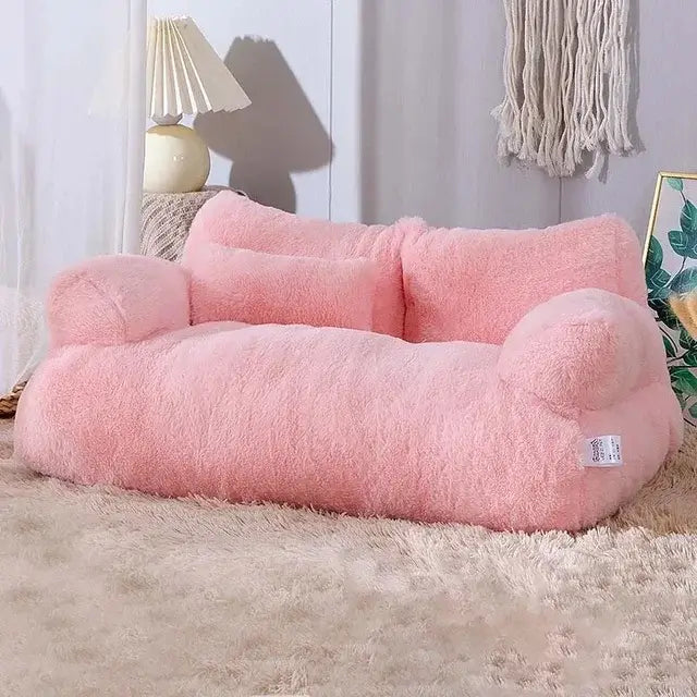 Plush pet sofa bed with raised cushioned sides