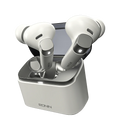 In-ear earbuds seated in a matching charging case