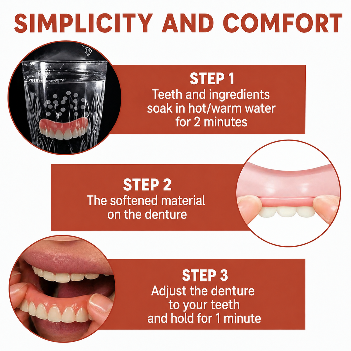 Upper and lower pink gum-effect cosmetic teeth covers with white teeth