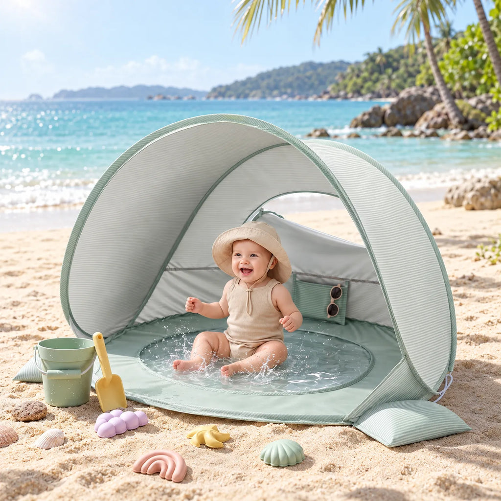 Zandis - Pop-Up Baby Beach Play Tent Creating Shade On Sunny Days