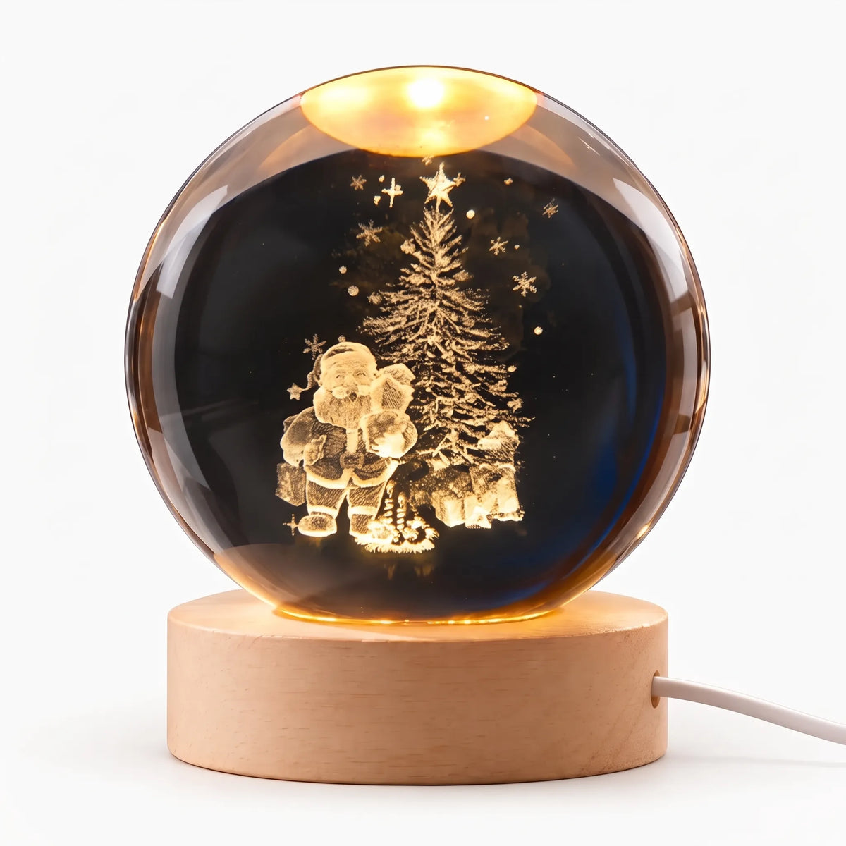 Zophiro - Engraved Celestial Sphere Night Light Illuminating A Bedside Table At Night