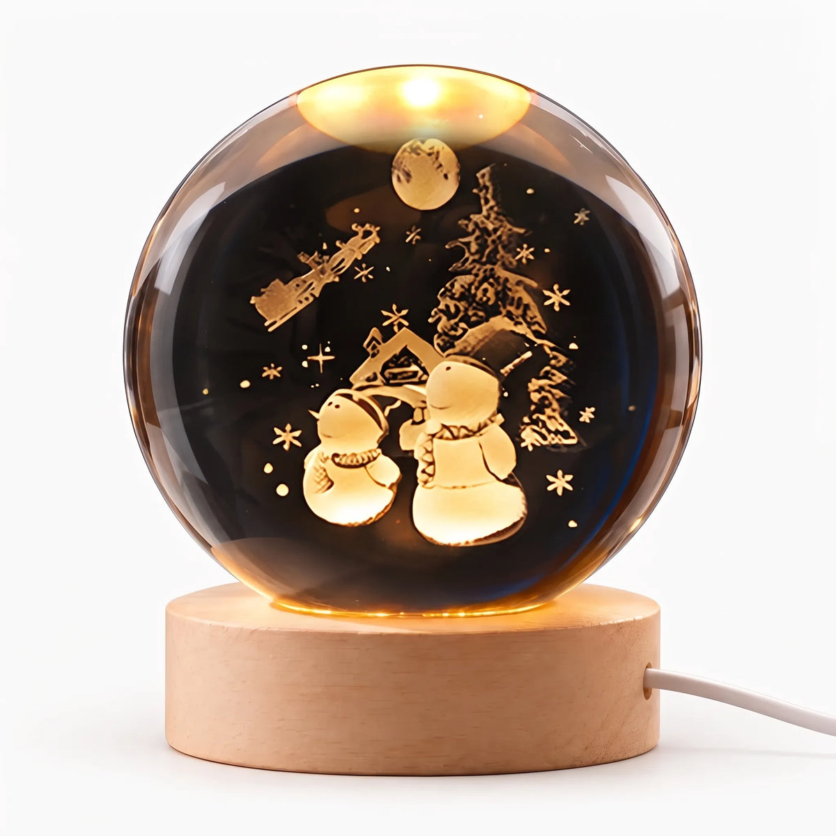 Zophiro - Engraved Celestial Sphere Night Light Illuminating A Bedside Table At Night
