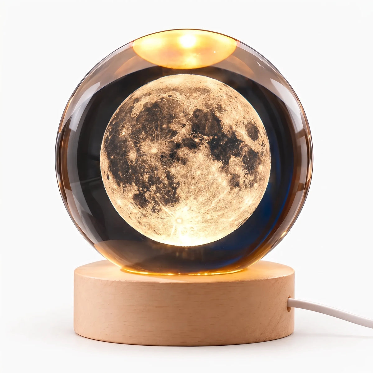 Zophiro - Engraved Celestial Sphere Night Light Illuminating A Bedside Table At Night