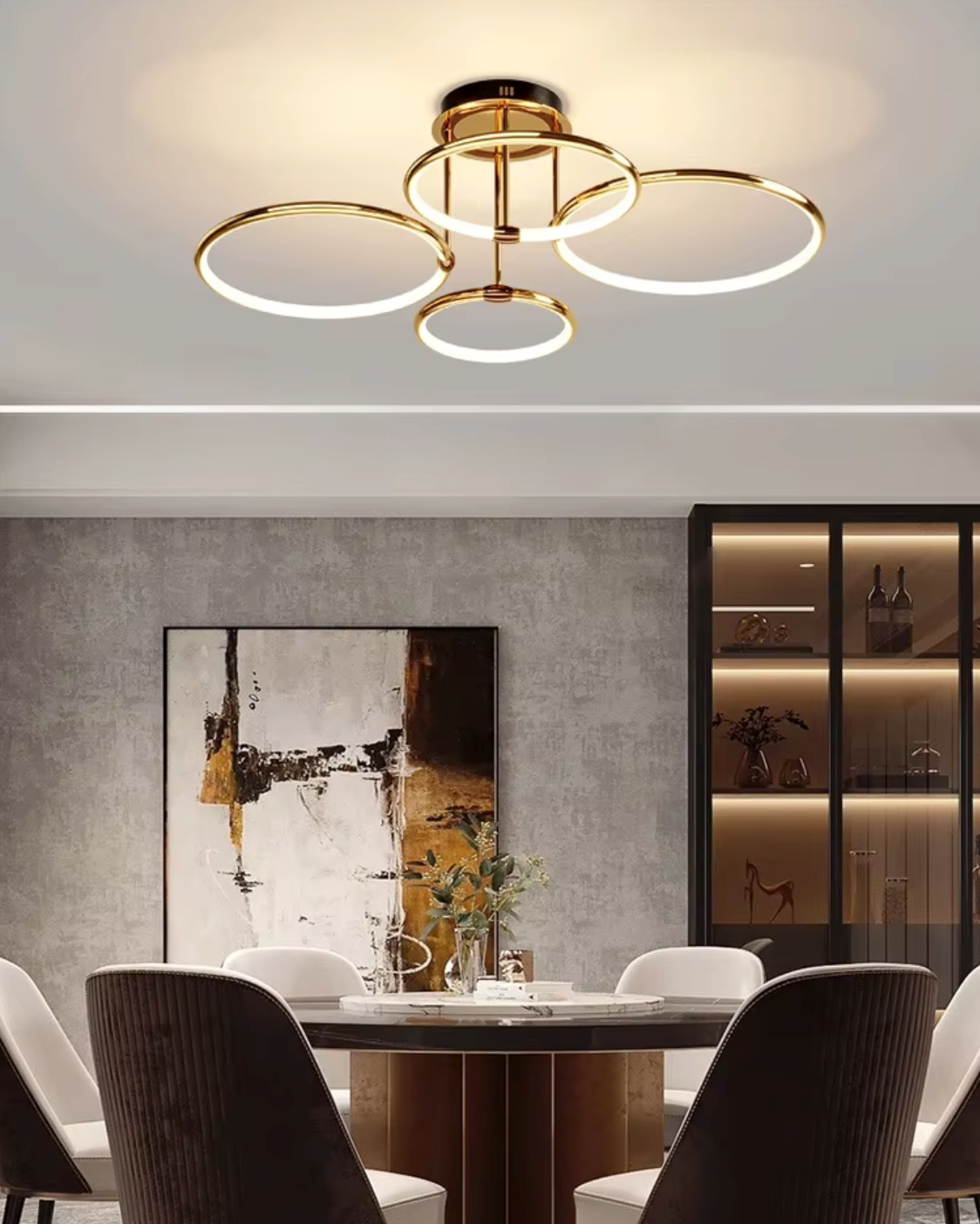 Geometric LED ceiling light with four circular rings
