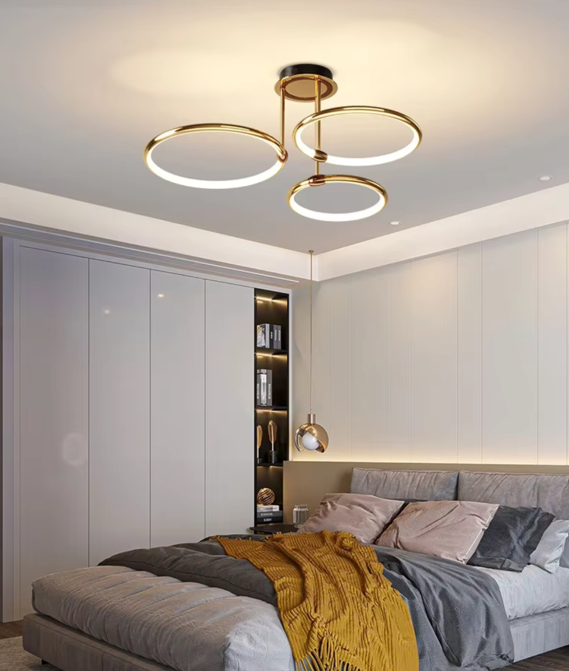 Geometric LED ceiling light with four circular rings
