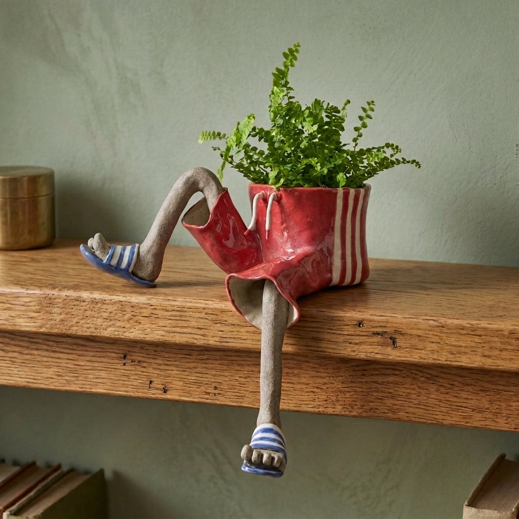 Boot-shaped decorative garden planter with integrated legs