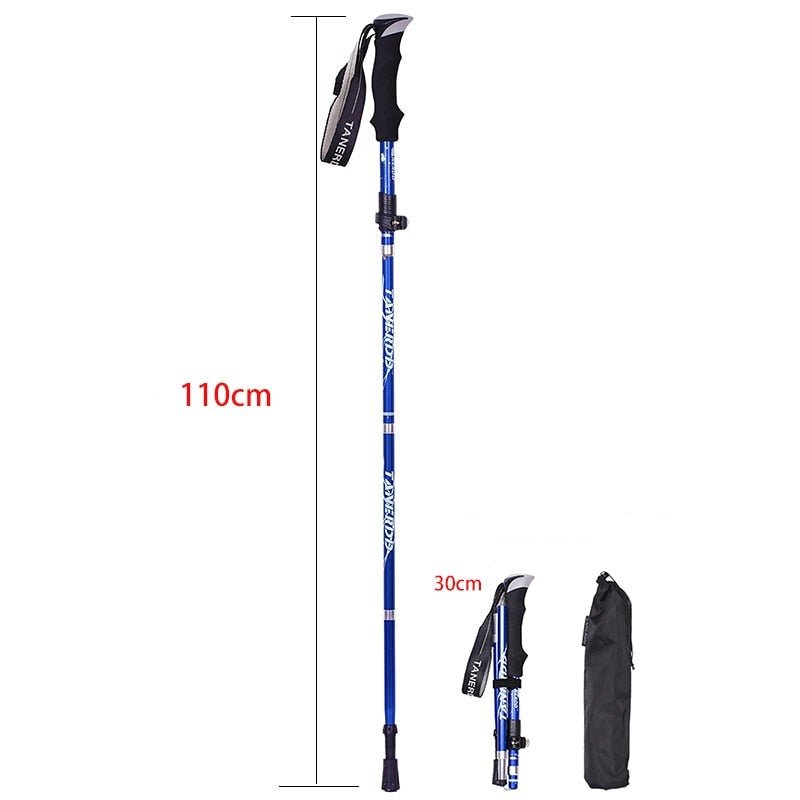 Foldable adjustable trekking poles with handles and wrist straps