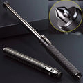 Retractable defence baton with black textured grip and silver telescopic shaft