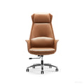 Ergonomic leather office chair with high back, armrests and wheeled base
