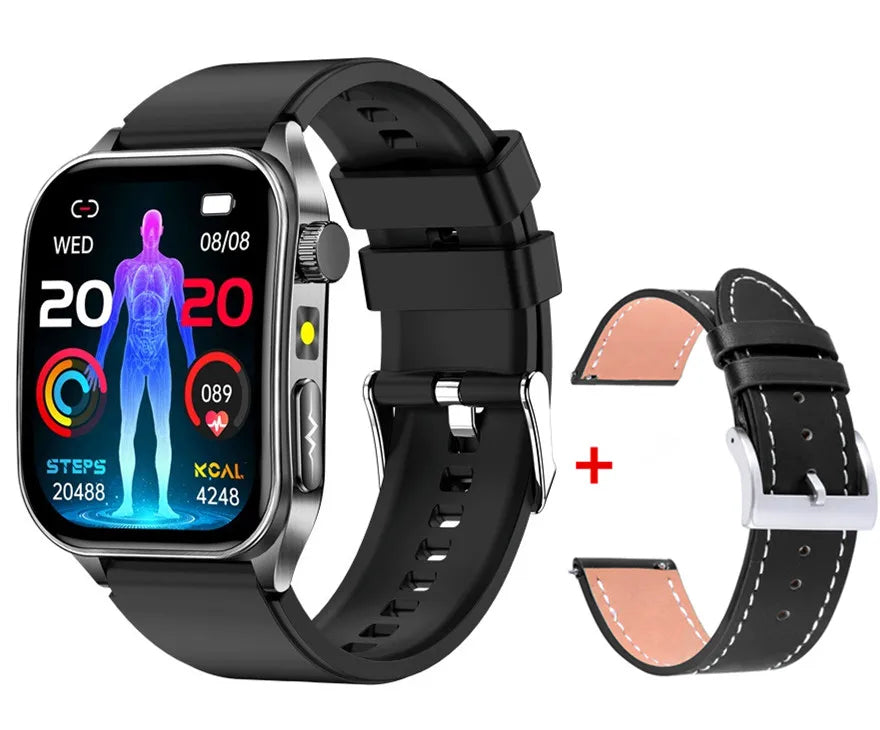 Digital smart watch with rectangular display and separate replacement strap