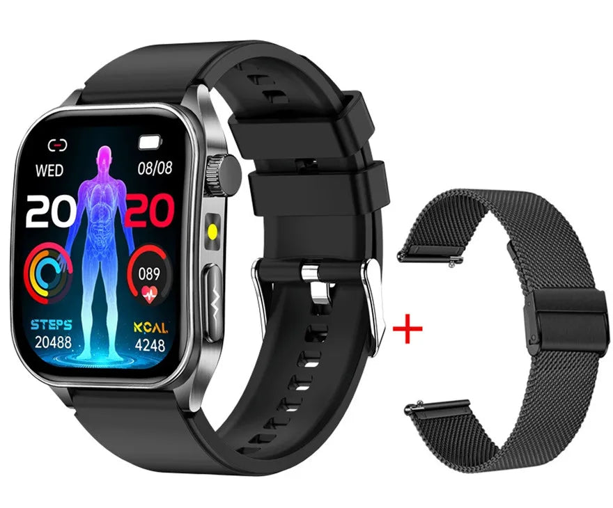 Digital smart watch with rectangular display and separate replacement strap