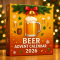 Festive 2026 beer and whisky Advent Calendar boxes with seasonal illustrations