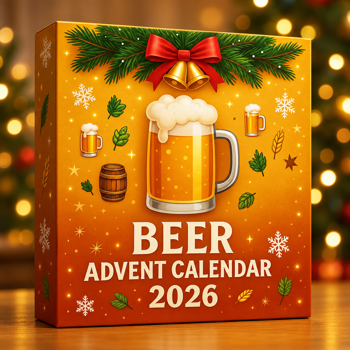 Festive 2026 beer and whisky Advent Calendar boxes with seasonal illustrations