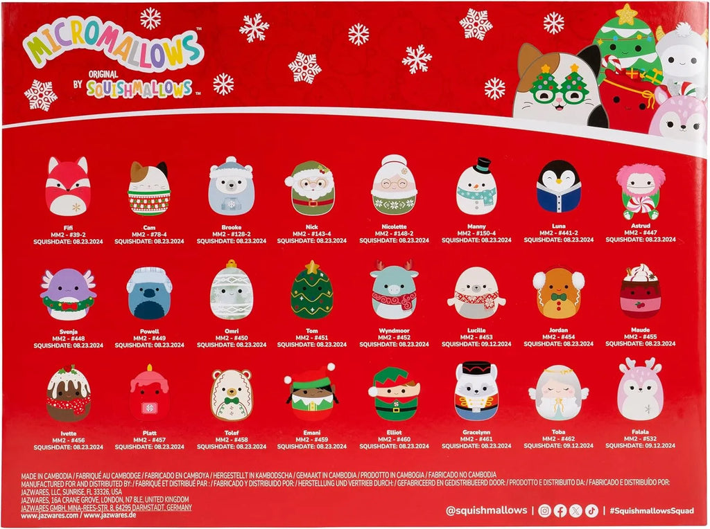 Blue festive advent calendar with 24 numbered doors and seasonal illustrations