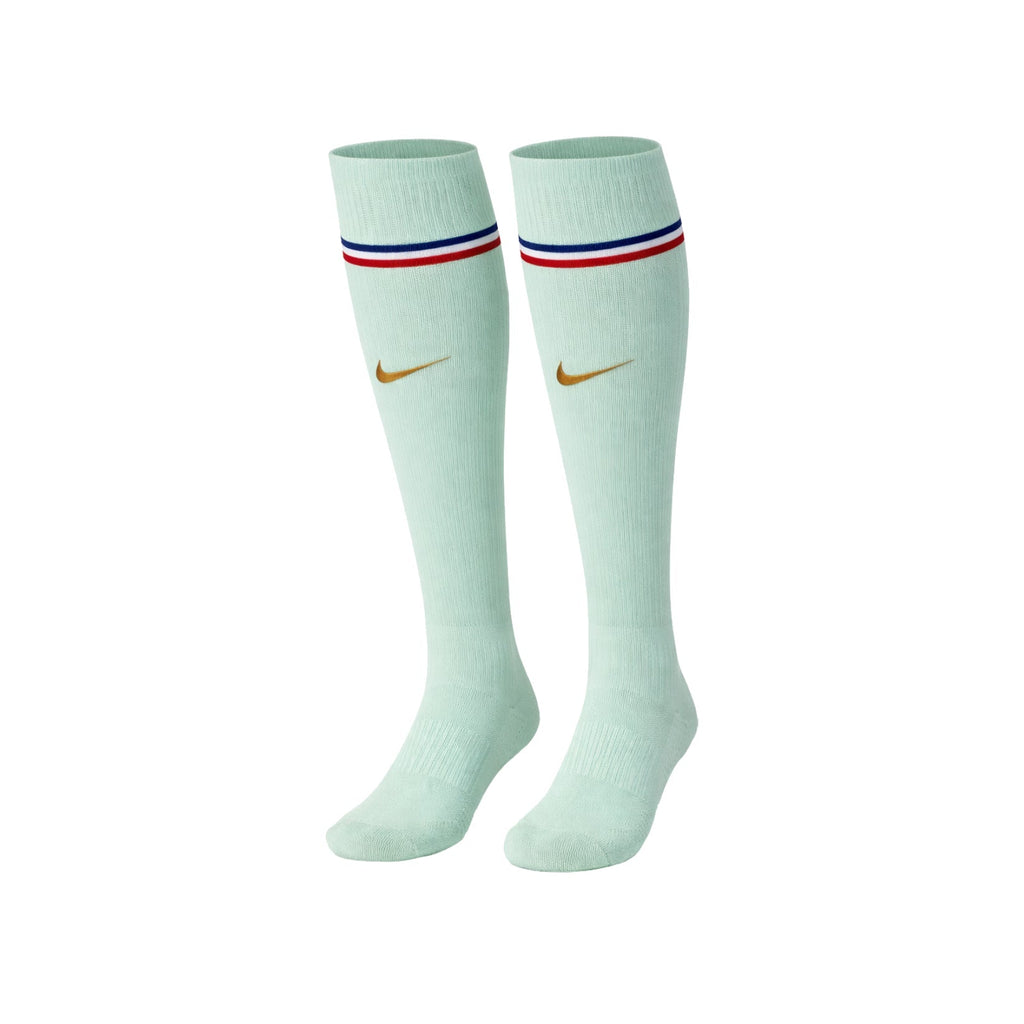 Pale green kids football kit with shirt, shorts and matching socks