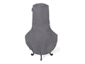 Charcoal grey shaped cover fitted over a chiminea-style outdoor heater