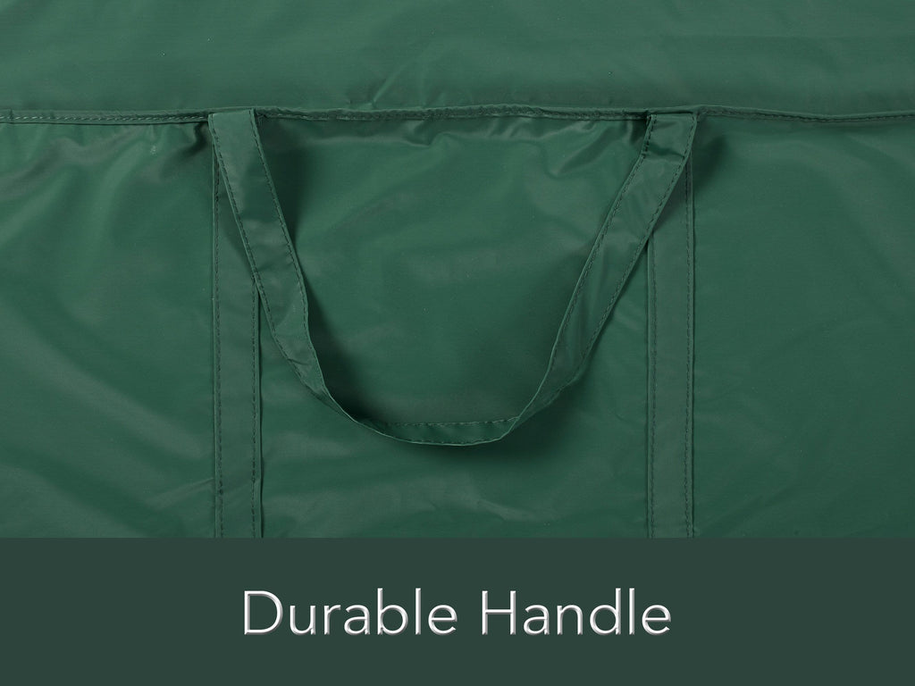 Green outdoor cushion storage bag with carry handles