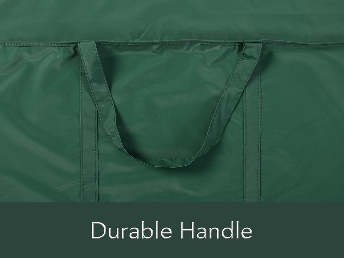 Green outdoor cushion storage bag with carry handles
