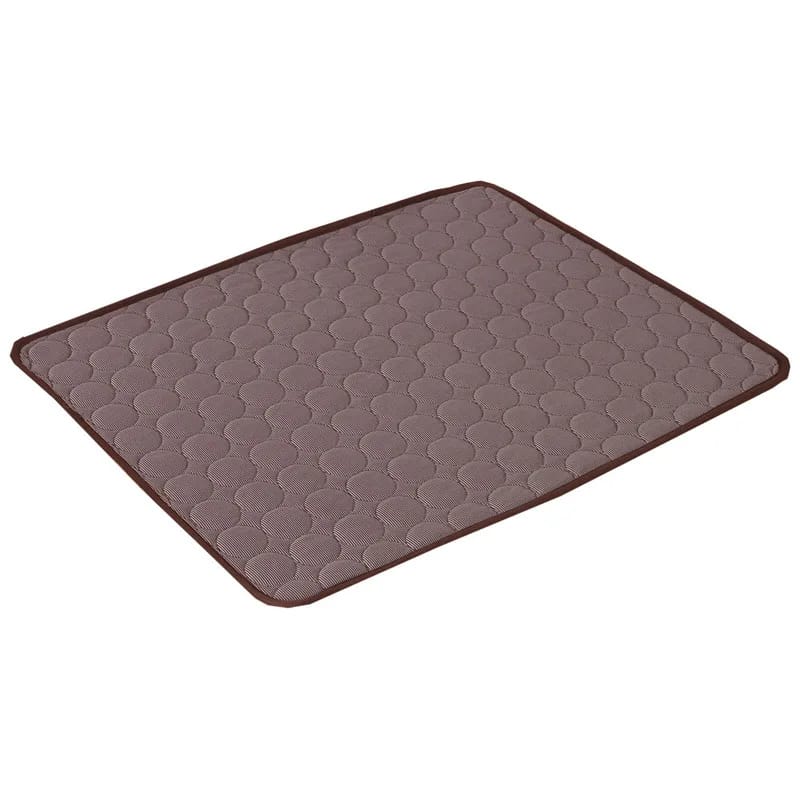 Quilted cooling dog mat on an indoor floor