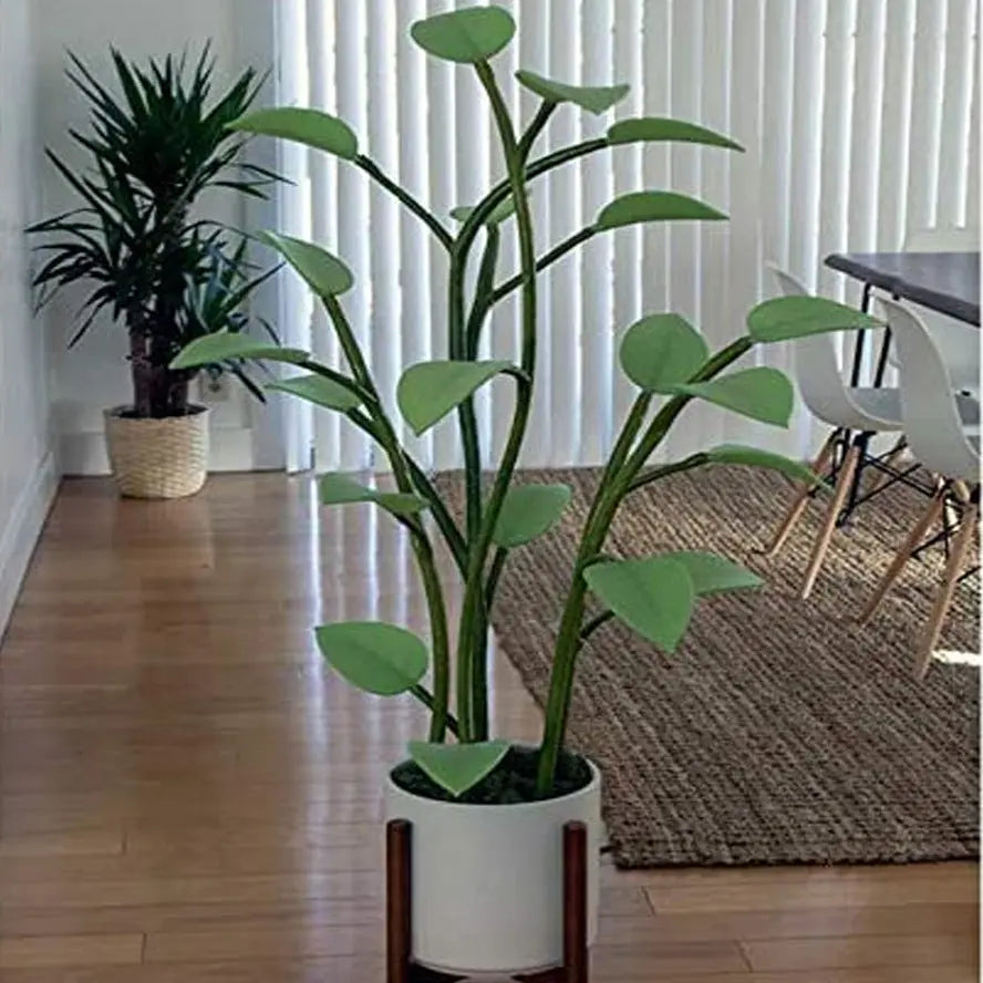 App controlled LED decorative plant with illuminated leaves in a white pot