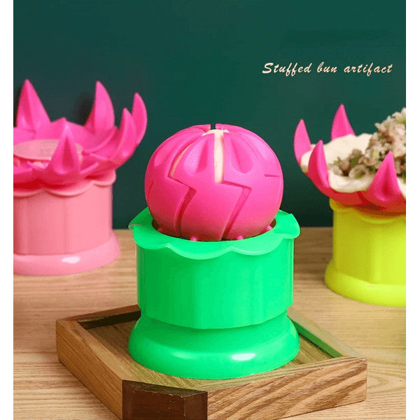 Lotus-shaped steamed bun mould with a cylindrical base and petal-forming sections