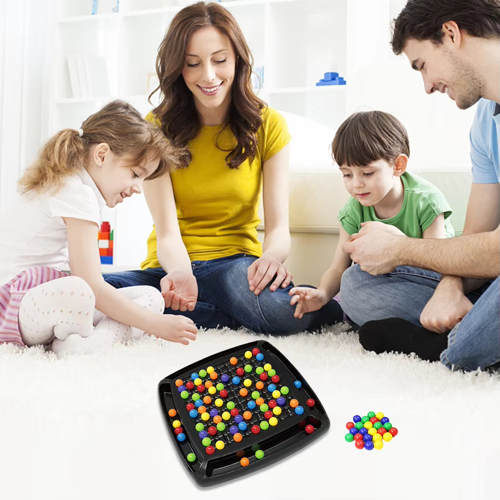 Black screen-free strategy board game tray with colourful playing pieces