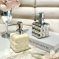 Ceramic bubble design soap dispenser with chrome pump